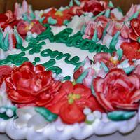 Shades of Red buttercream floral cake