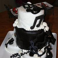 Birthday black n white cake for a thirteen year old