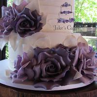 Purple Rose Rustic Wedding Cake