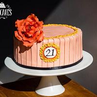21st cake in peach and corals