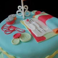 Sewing themed 80th birthday cake