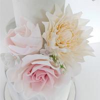 Grey Marble and Spring Colours Wedding cake 