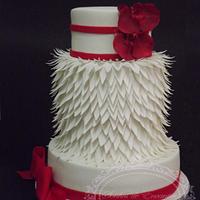 red orchid wedding cake
