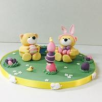 fondant cake topper easter collaboration;  easter bears