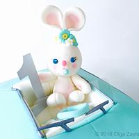 Toy car and a little bunny cake