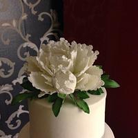 wedding cake with peony rose and ling