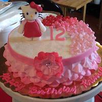Hello Kitty themed birthday cake