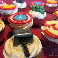 Hulk Cake and Marvel Cupcakes