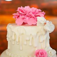 Pink and Gold wedding cake 