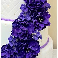 Purple Peony Wedding Cake 