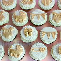Baby Booties! All in Gold! Cup Cake Tower