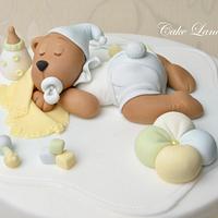 Baby shower cakes - sleeping teddy