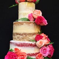 Rose Naked Wedding Cake