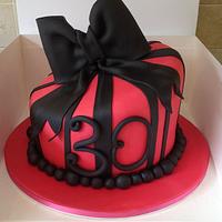 Pink and Black Bow cake