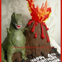 Tyrone T-REX Cake with Erupting Volcano