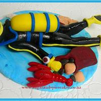 Scuba Diver Cake Topper - fondant