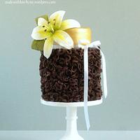 Chocolate Ruffle and Lily Cake