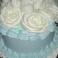 Whipped cream cake..blue and white 