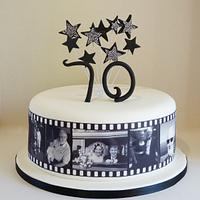 70th Birthday photo strip cake
