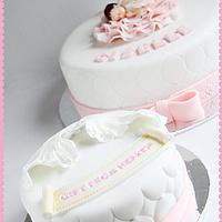 1 month baby shower cake and mini cakes