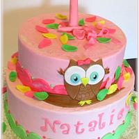 Owl 1st Birthday Cake