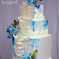BLUE WEDD CAKE by crin.sugarart
