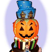 topsy turvey halloween cake