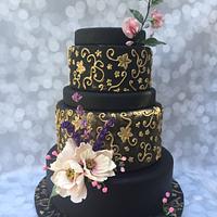 Flowery Night Wedding Cake
