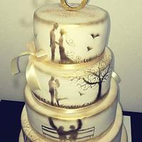 Love story wedding cake