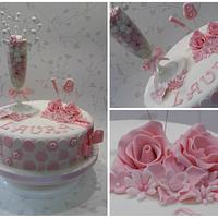 Pretty white and pink girly cake