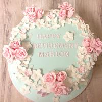 Floral retirement cake 