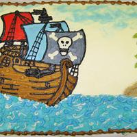 Pirate ship cake in buttercream