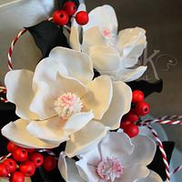 Ruby Red Berries and White Magnolias...