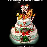 mickey mouse  and minnie christmas cake