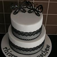 Black & White Engagement Cake