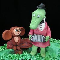 Cheburashka and Crocodile Gena cake