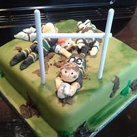 Rugby scrum cake