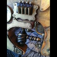 Steampunk Freestanding Guitar and Amplifier