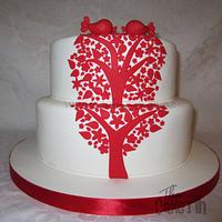 Birds in a Tree themed Wedding cake
