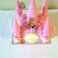 Pink 1st Birthday Castle Cake