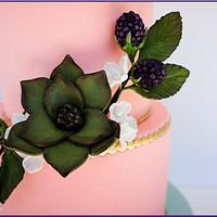 Succulent and Blackberry Wedding Cake