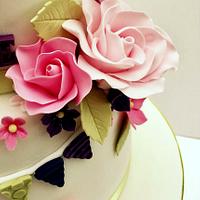 Floral Christening Cake for Two Sisters