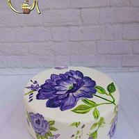 Handpainted flowers cake