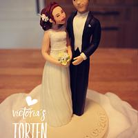 Wedding Cake with Bride and Groom Topper