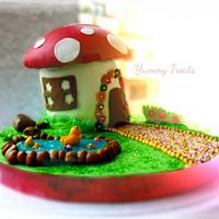 Toadstool / Mushroom shaped Birthday Cake