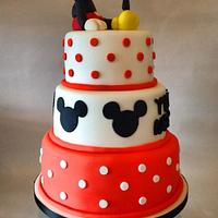 Mickey Mouse Polka Dot Tiered Cake