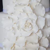 White Rose Petal Wedding Cake