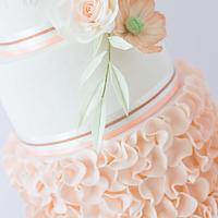 Soft peach romantic wedding  cake