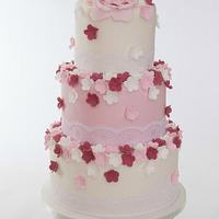 Vintage Rose & Blossom petal Wedding Cake 