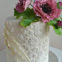 Lace cake with anemones